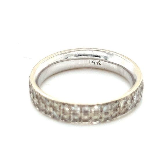 14k WG 2-Row Diamonds Band Ring - Picture 6 of 11